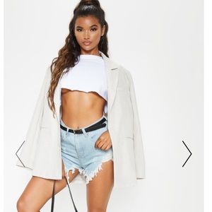 LIGHT BLUE WASH EXTREME RIP DENIM SHORTS